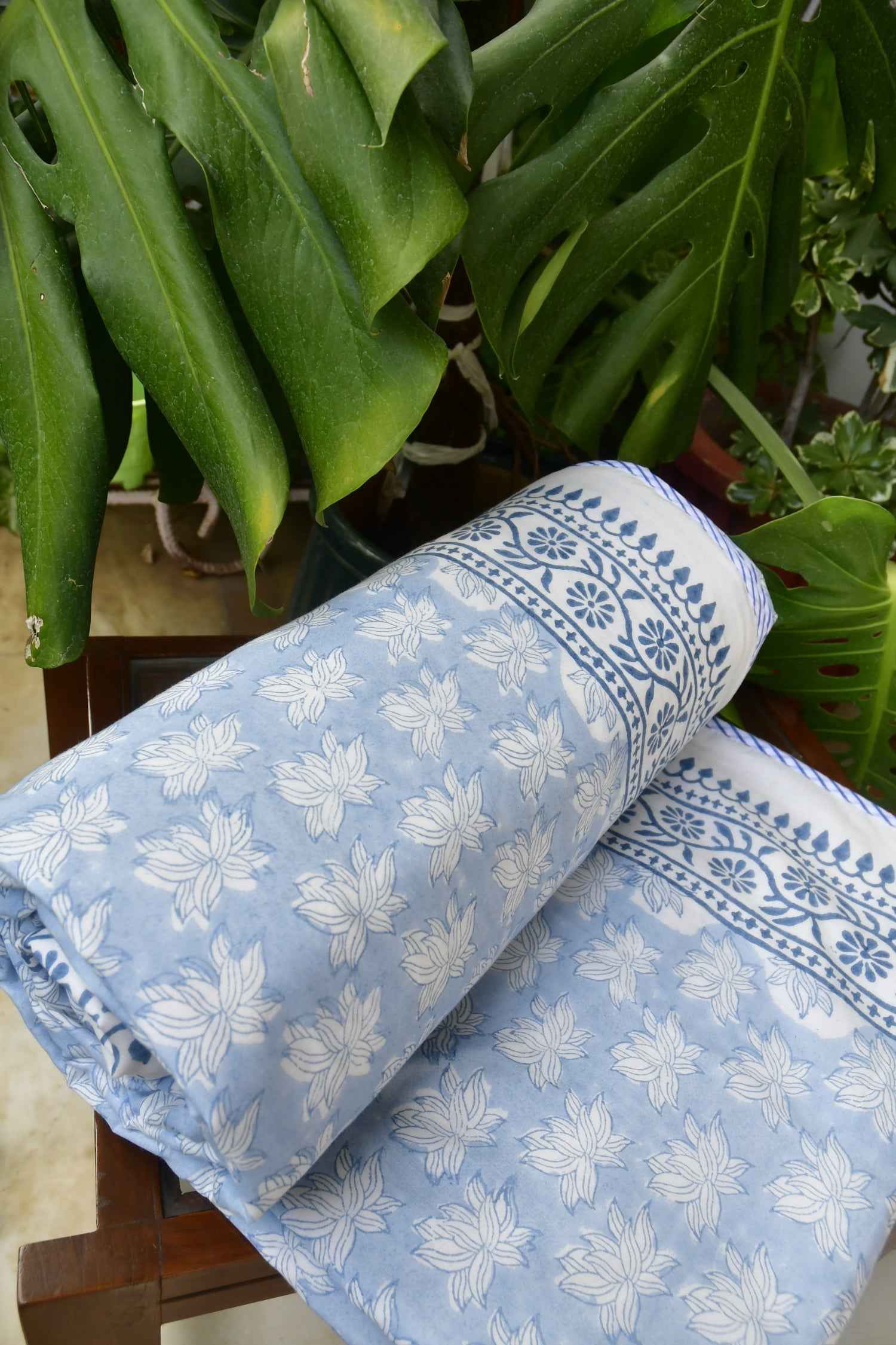 Premium Soft Blue Water Lily Dohar : Premium Comfort