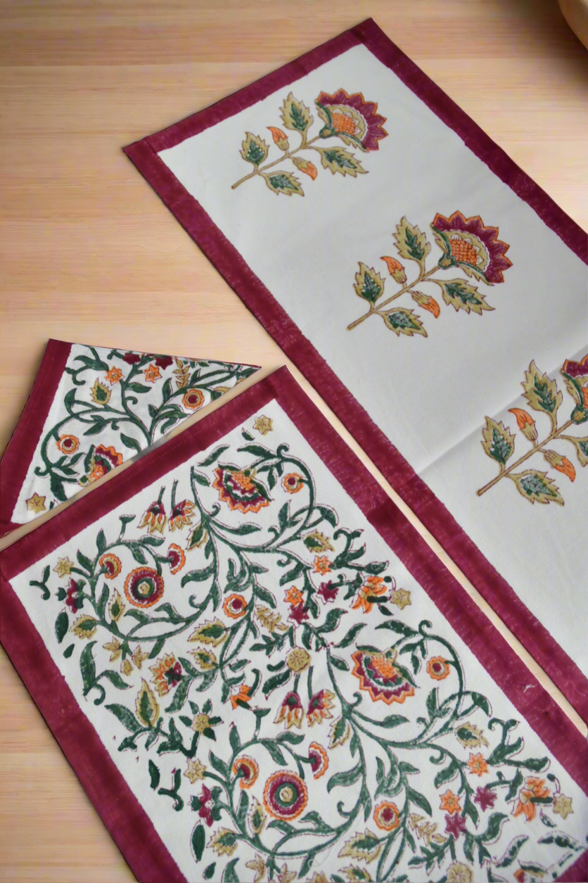 Royal Red Table Mat Napkin Runner