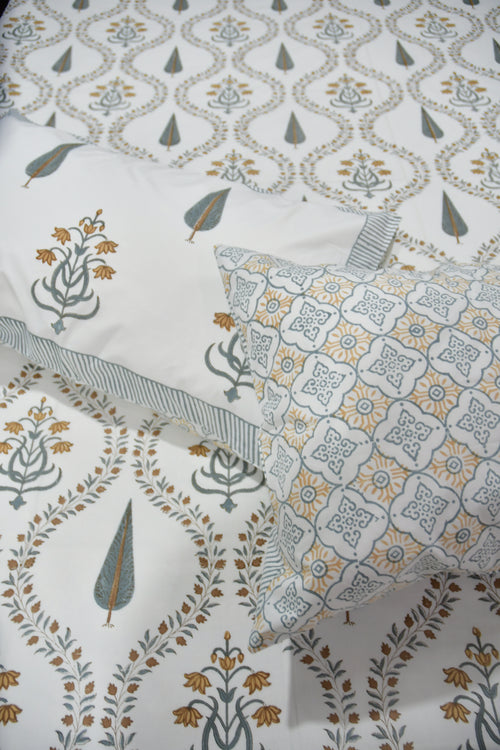 Yellow Mughal Jaal Bedsheet Premium cotton