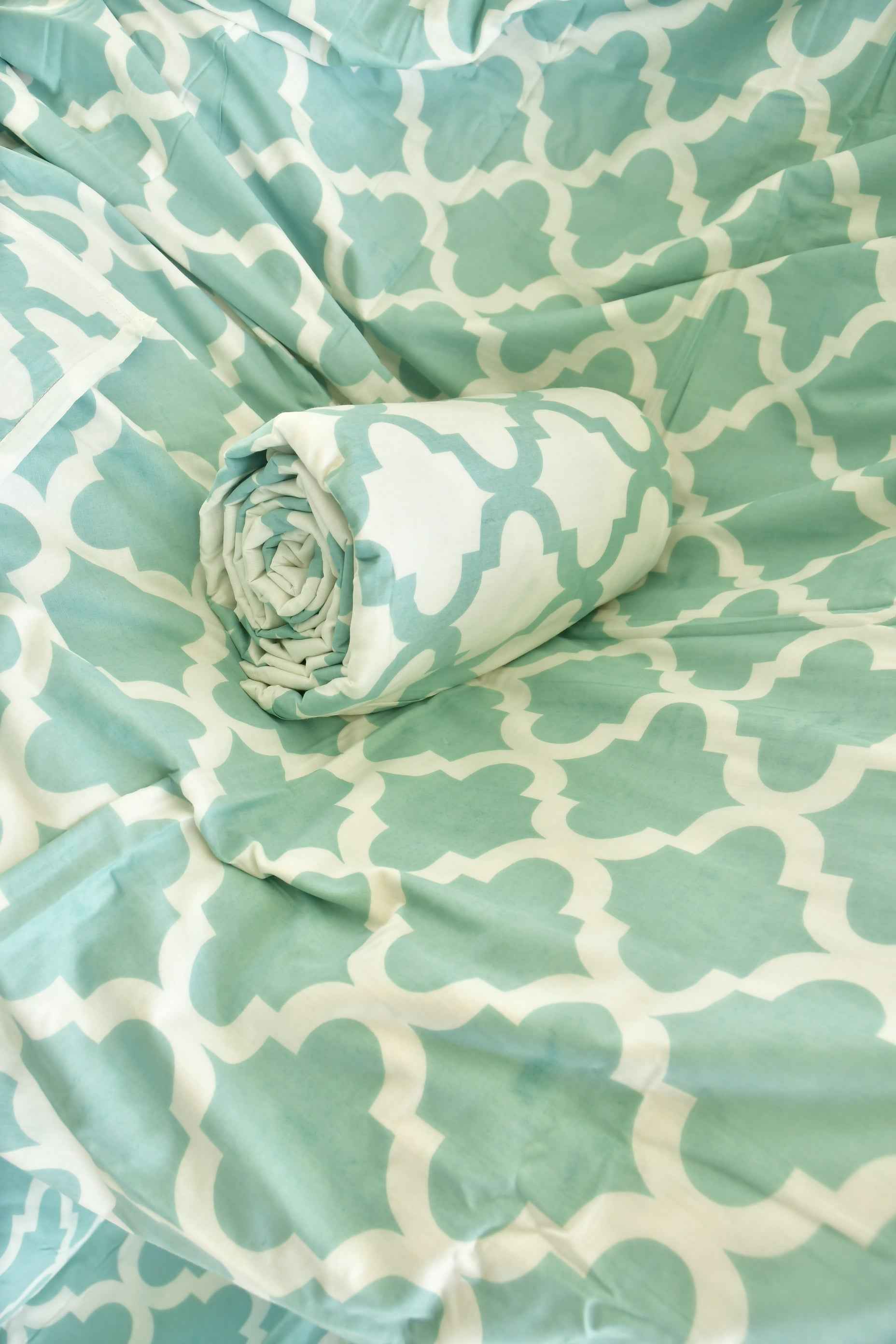 Sea Green n White reversible Mul Mul Dohar