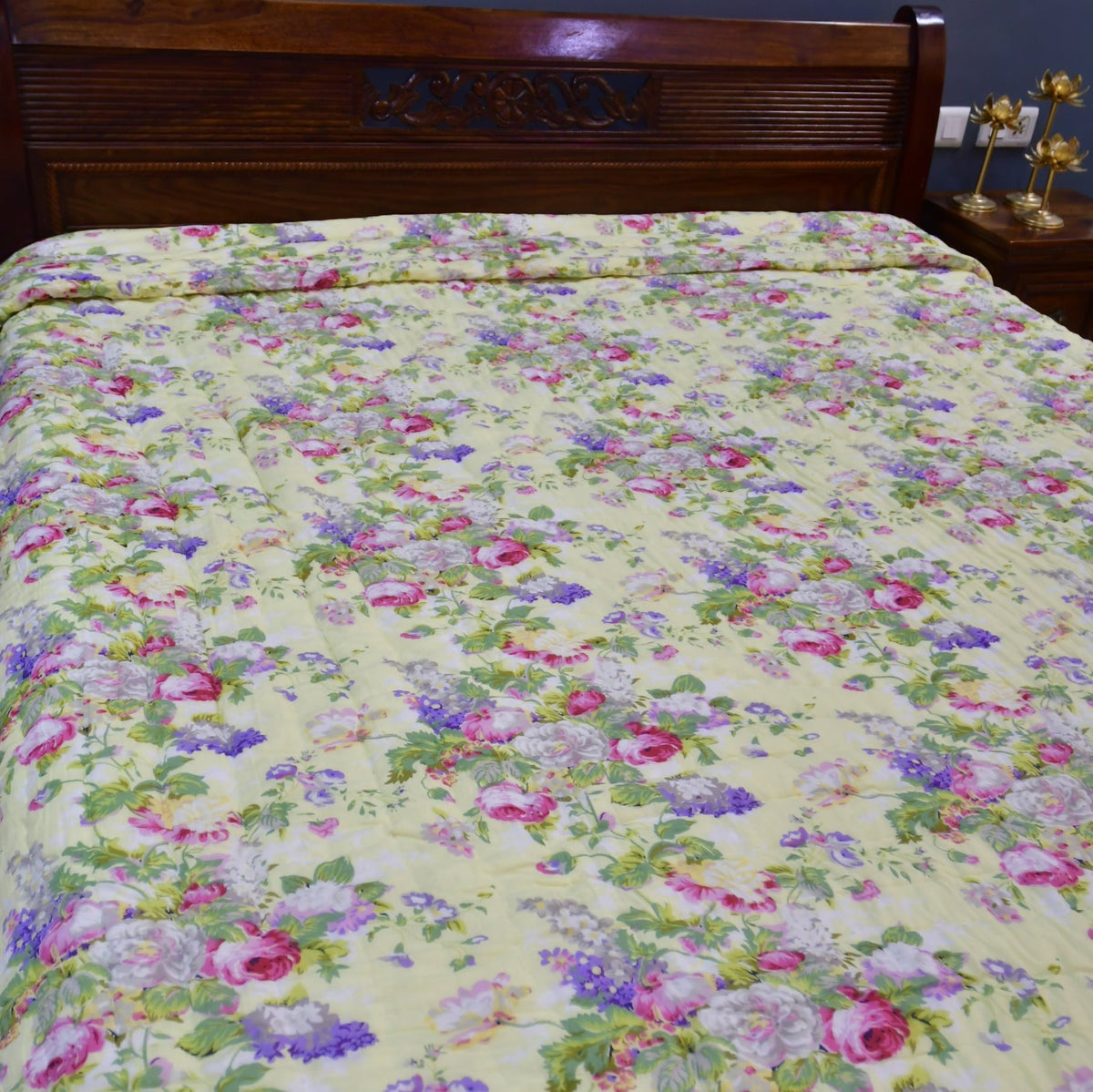 Yellow Floral Quilt Premium cotton