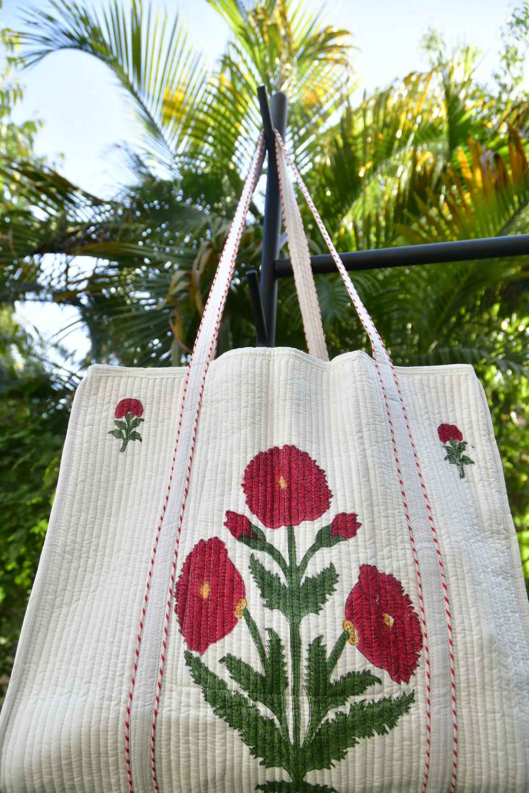 Red Poppy Flower Tote Bag