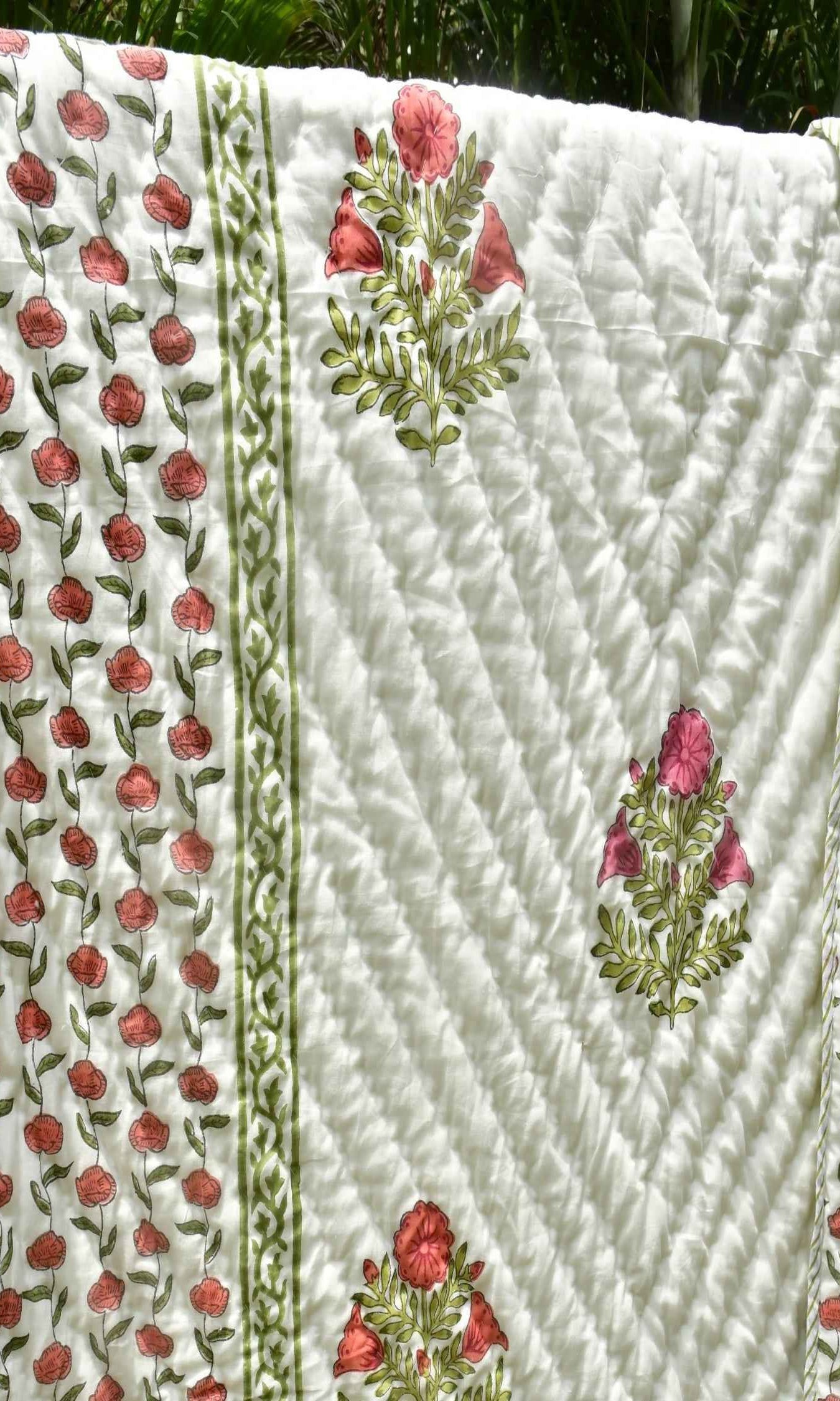 Khoobsurat Floral Mul Mul Handblock Cotton Quilt