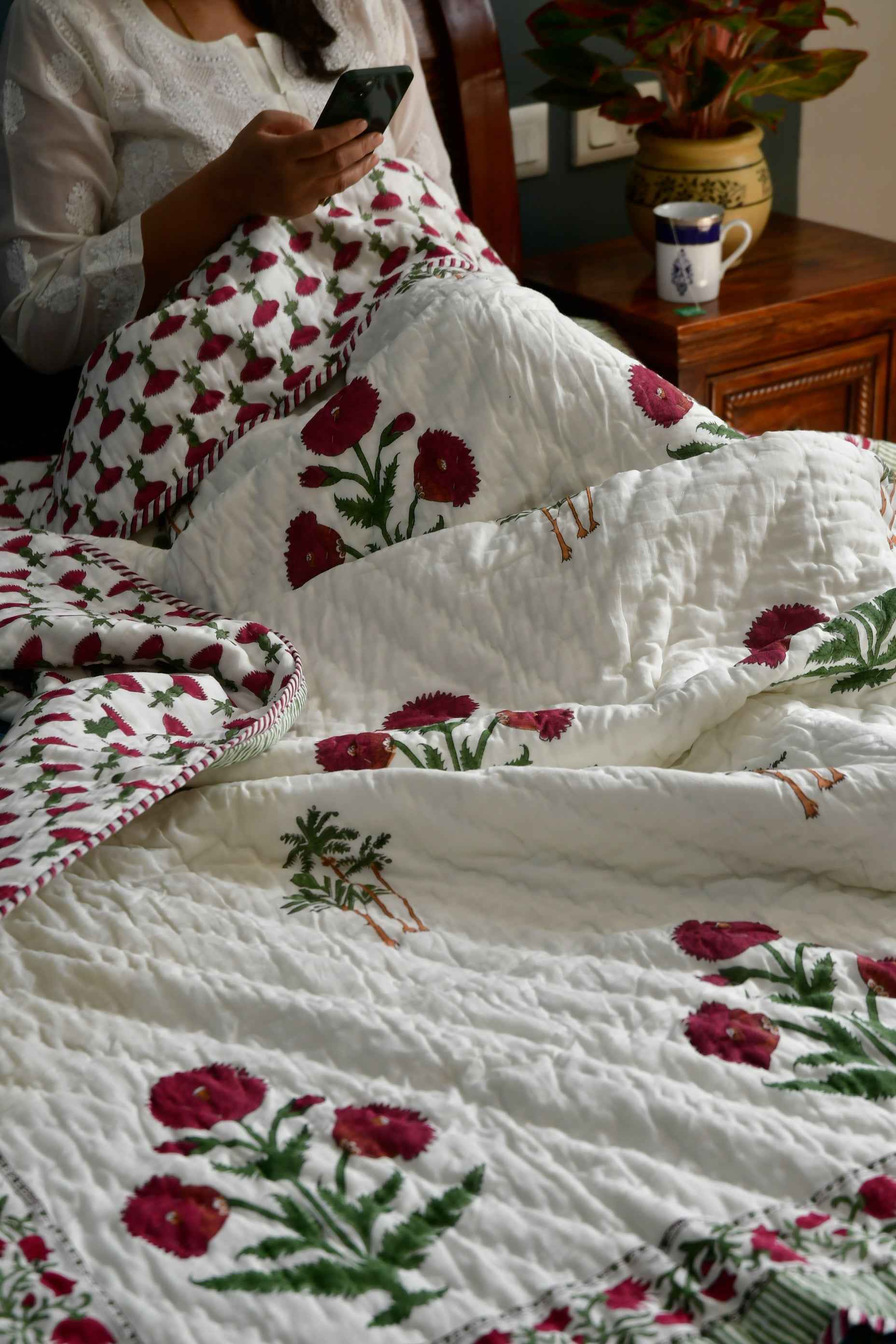 Classic Poppy Hand Block Quilt