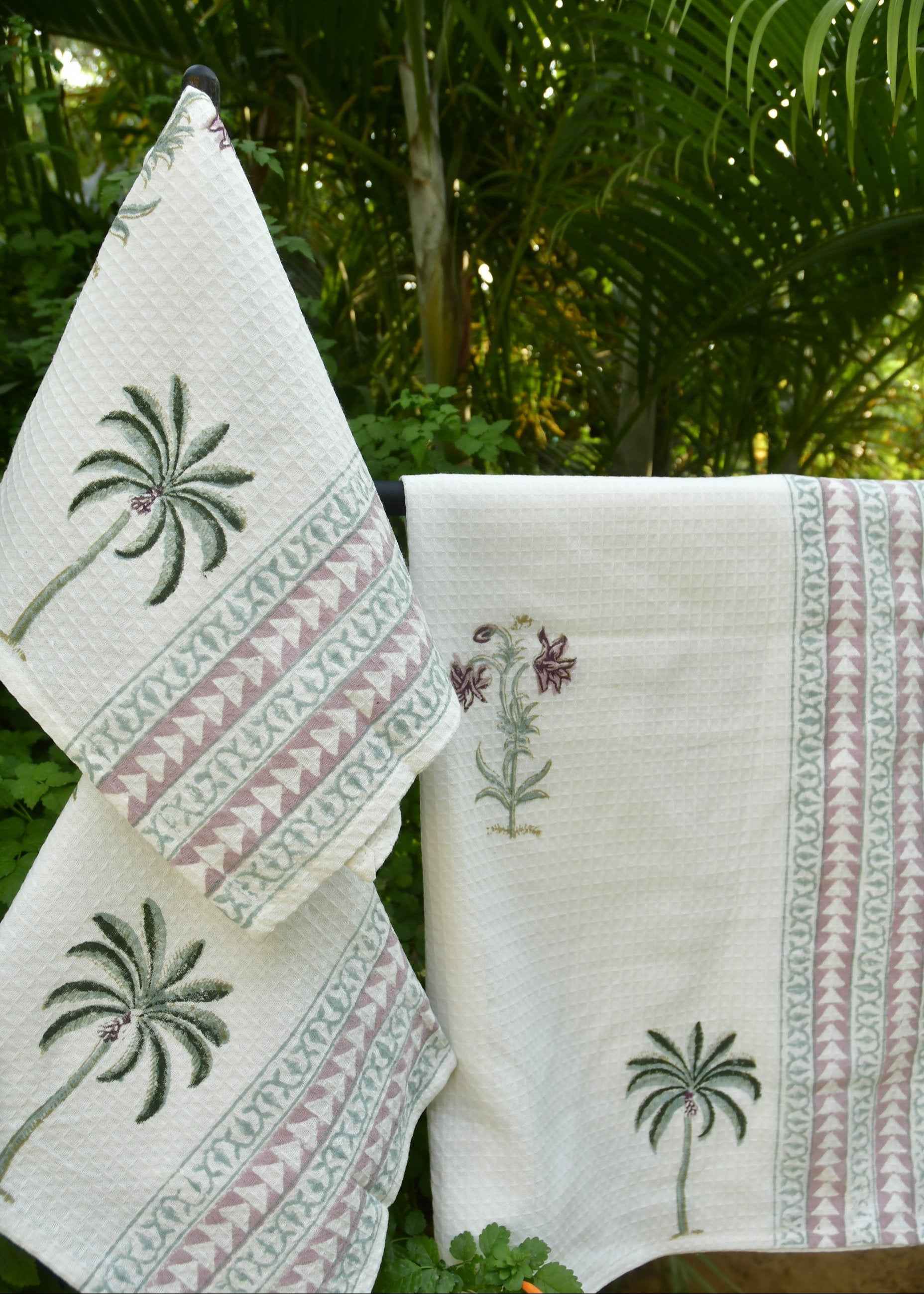 Palm Flower Bath & Hand Towel Set