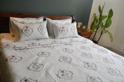 Moroccan Bliss Quilted Bedcover Hand Block 
