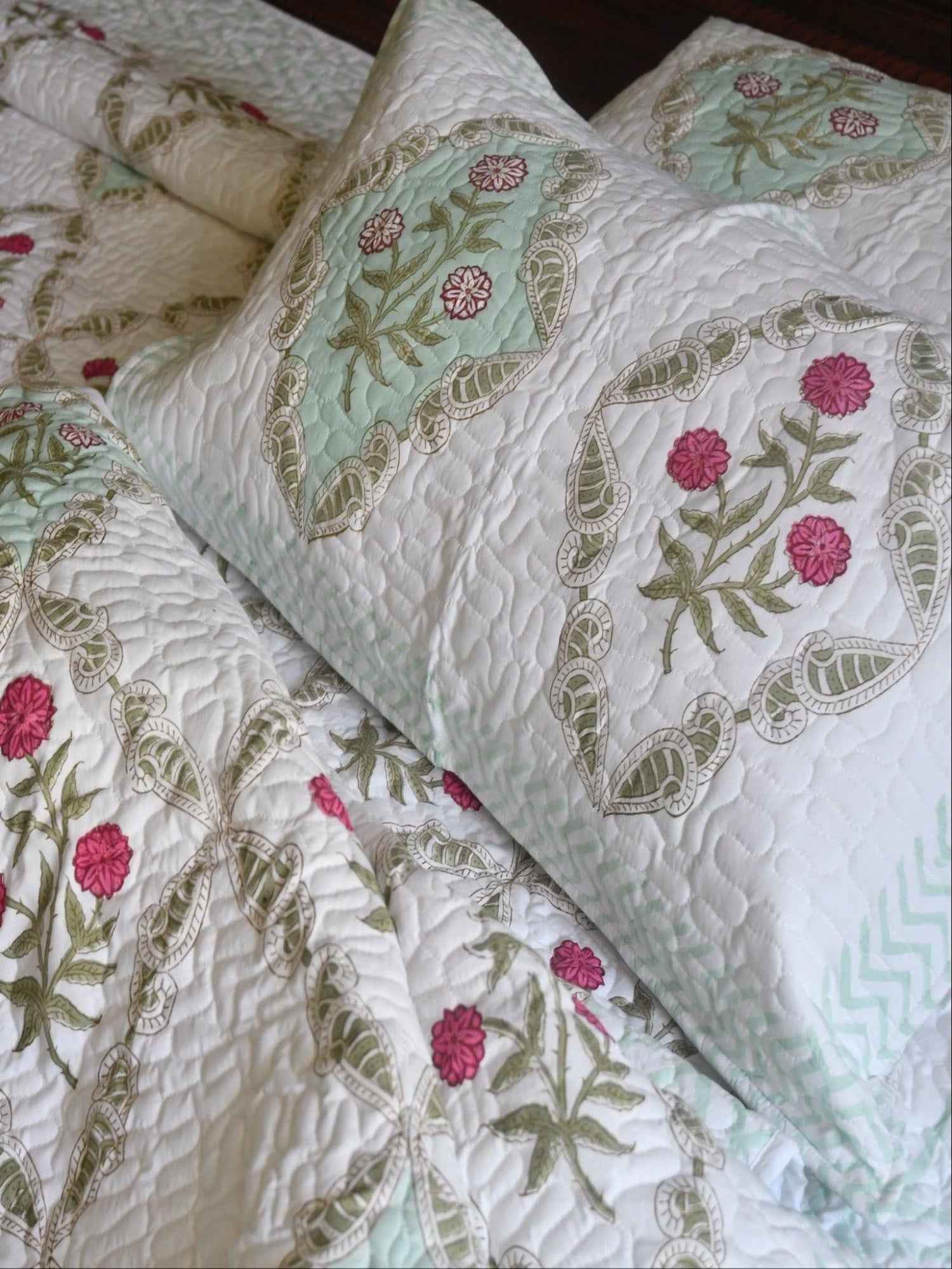 Sugandha Jaal Quilted Handblock Bedcover