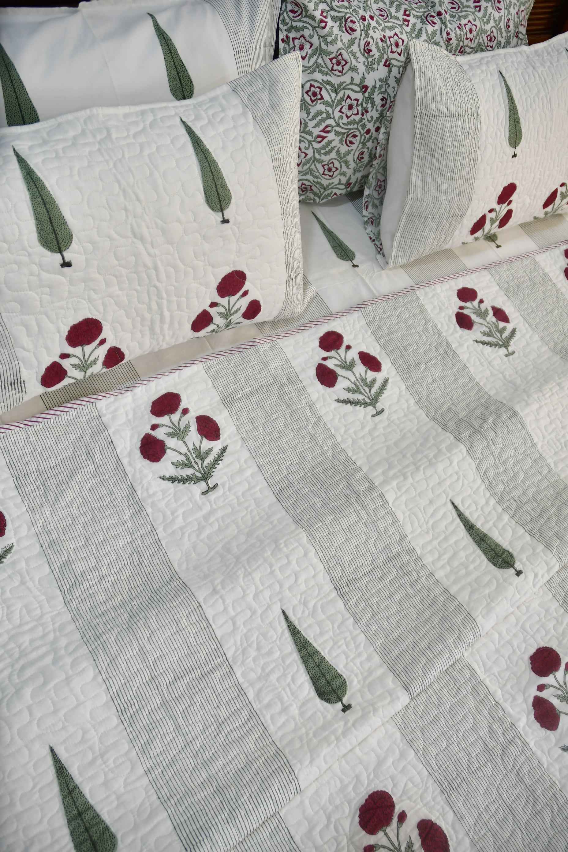 Red Poppy Bedding set : Hand Block Cotton