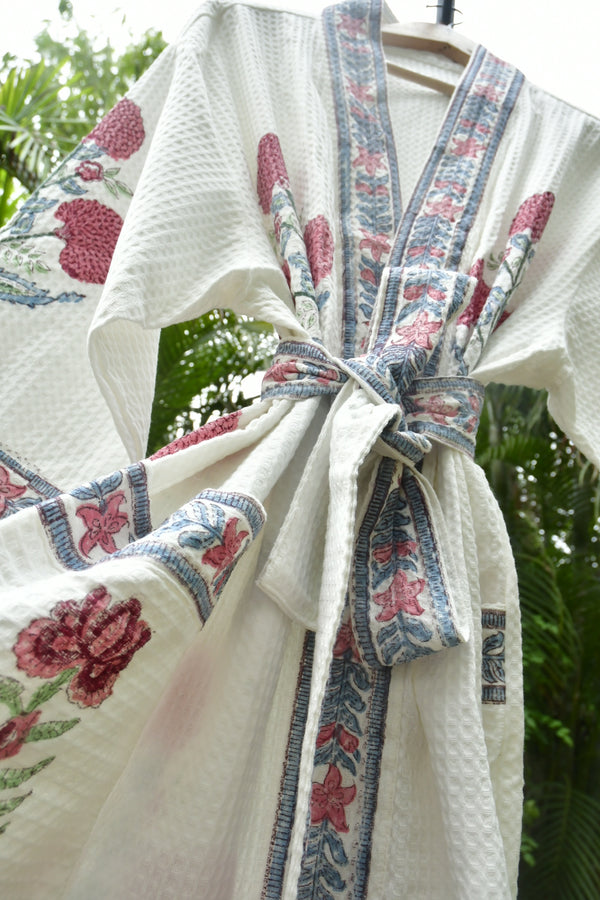 Pink poppy bathrobe