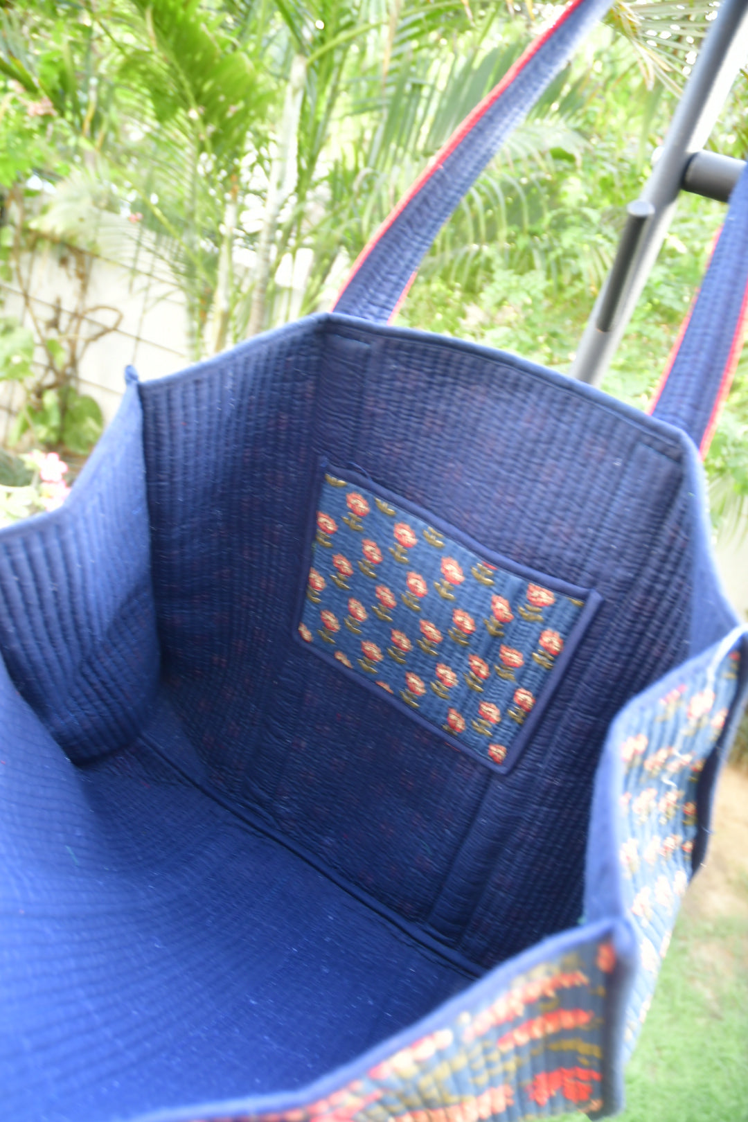 Premium blue floral tote bag