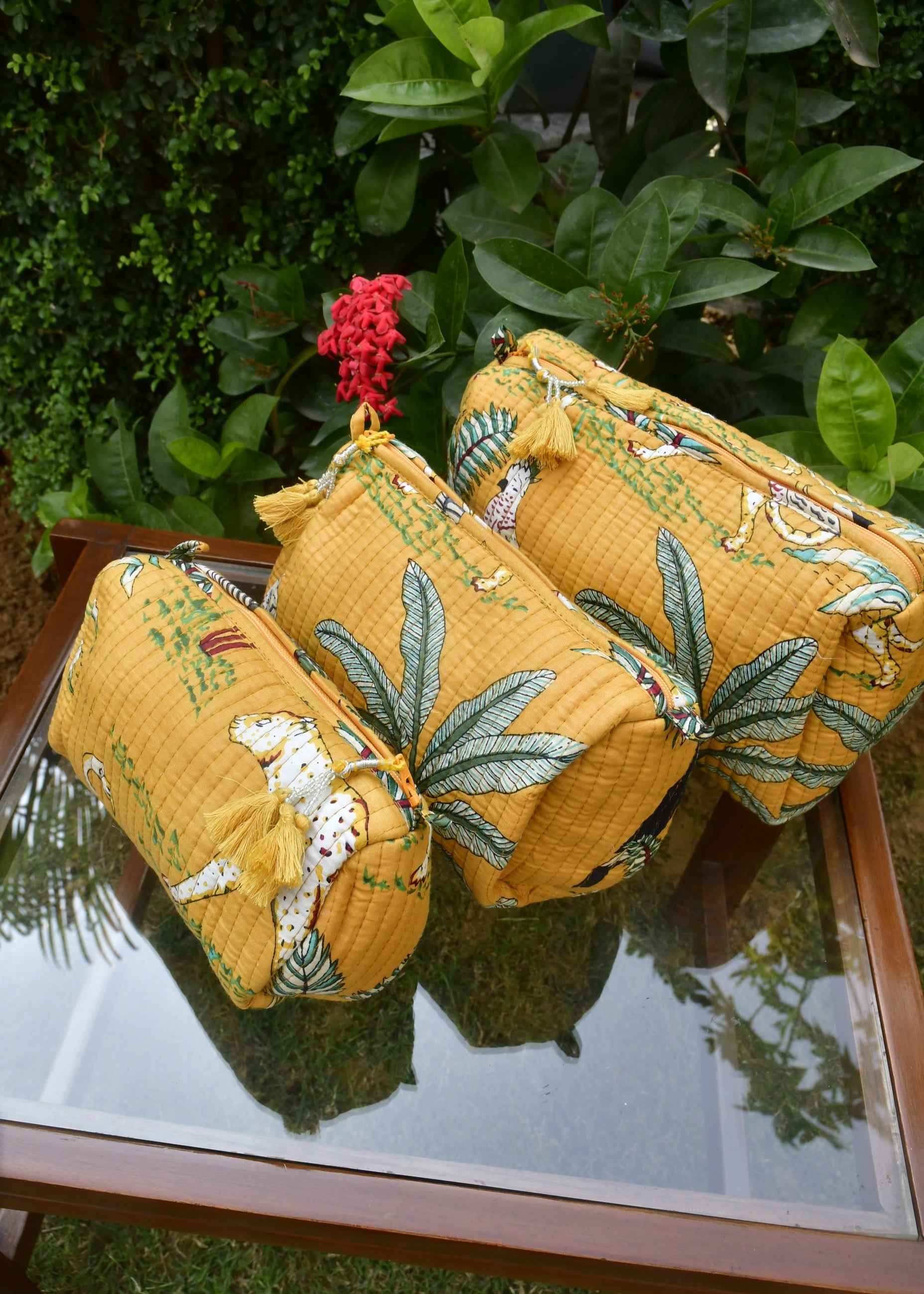 Mustard Yellow Utility Bag- Hand Block Print