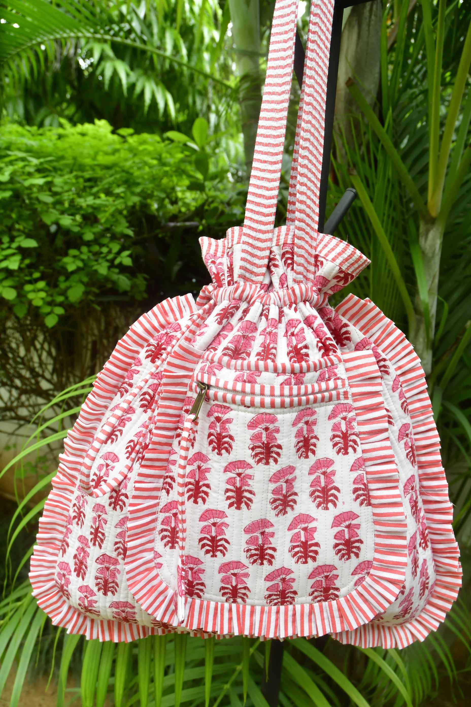 Red and White Potli Tote Bag : Eye catcher