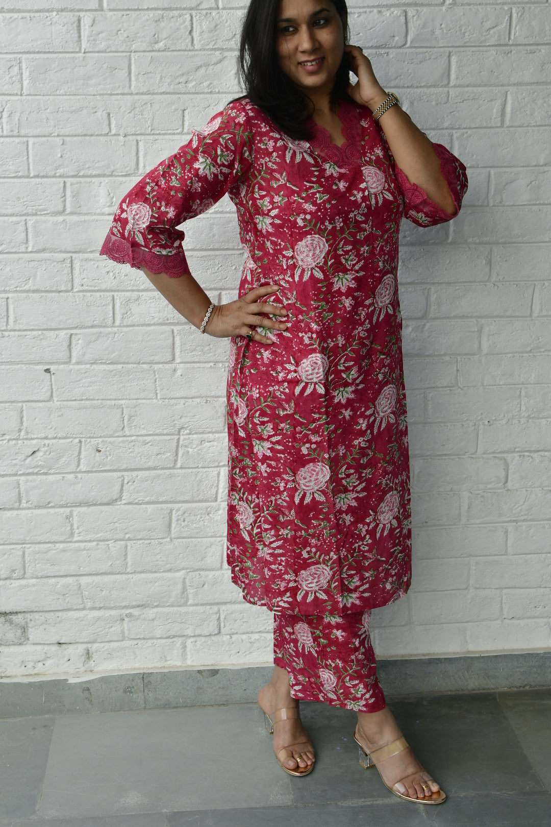 Coral pink bagiya set