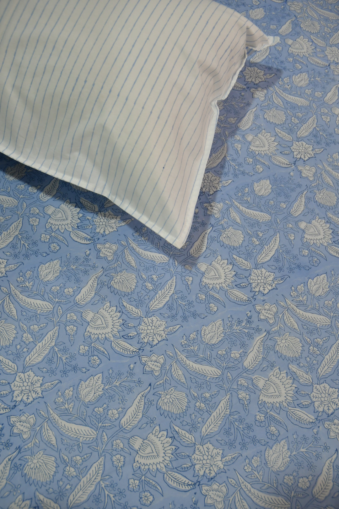 Blue and White Handblock Bedsheet