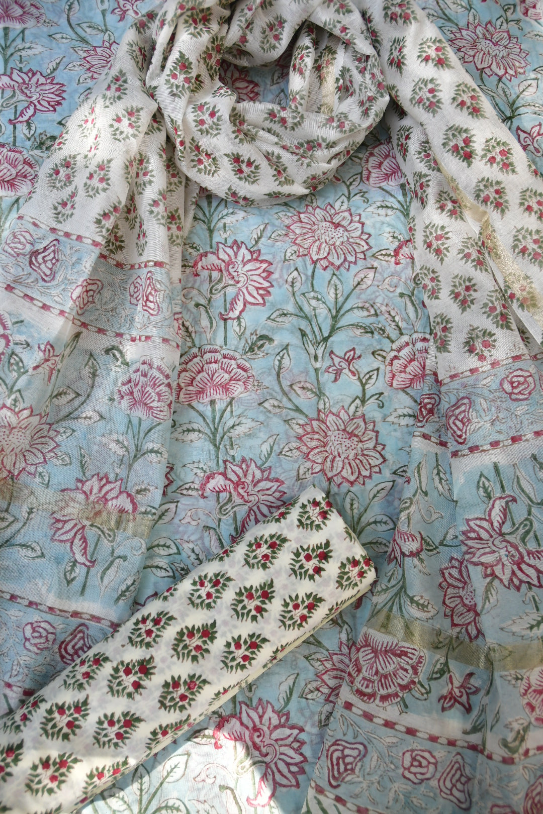 Close-up of floral-patterned fabric with a soft focus effect