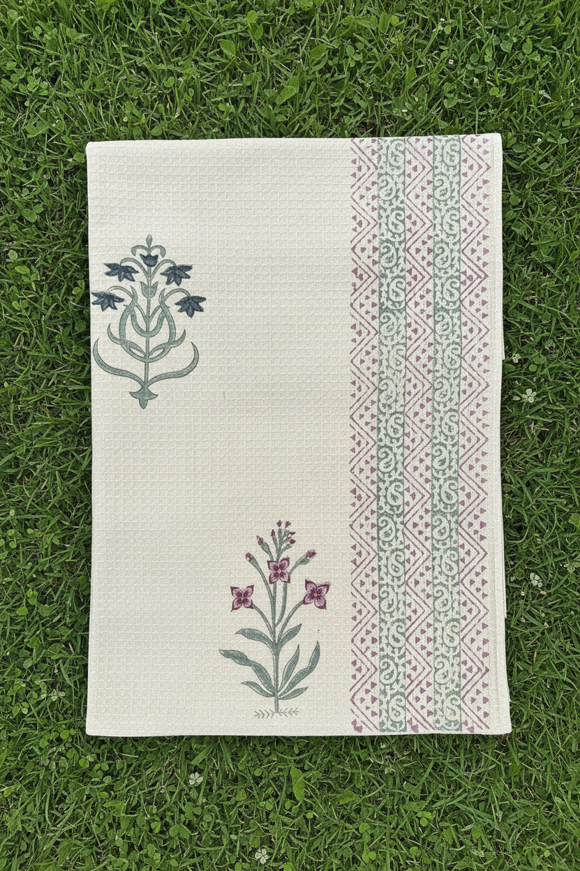 Textile with floral patterns on a textured background