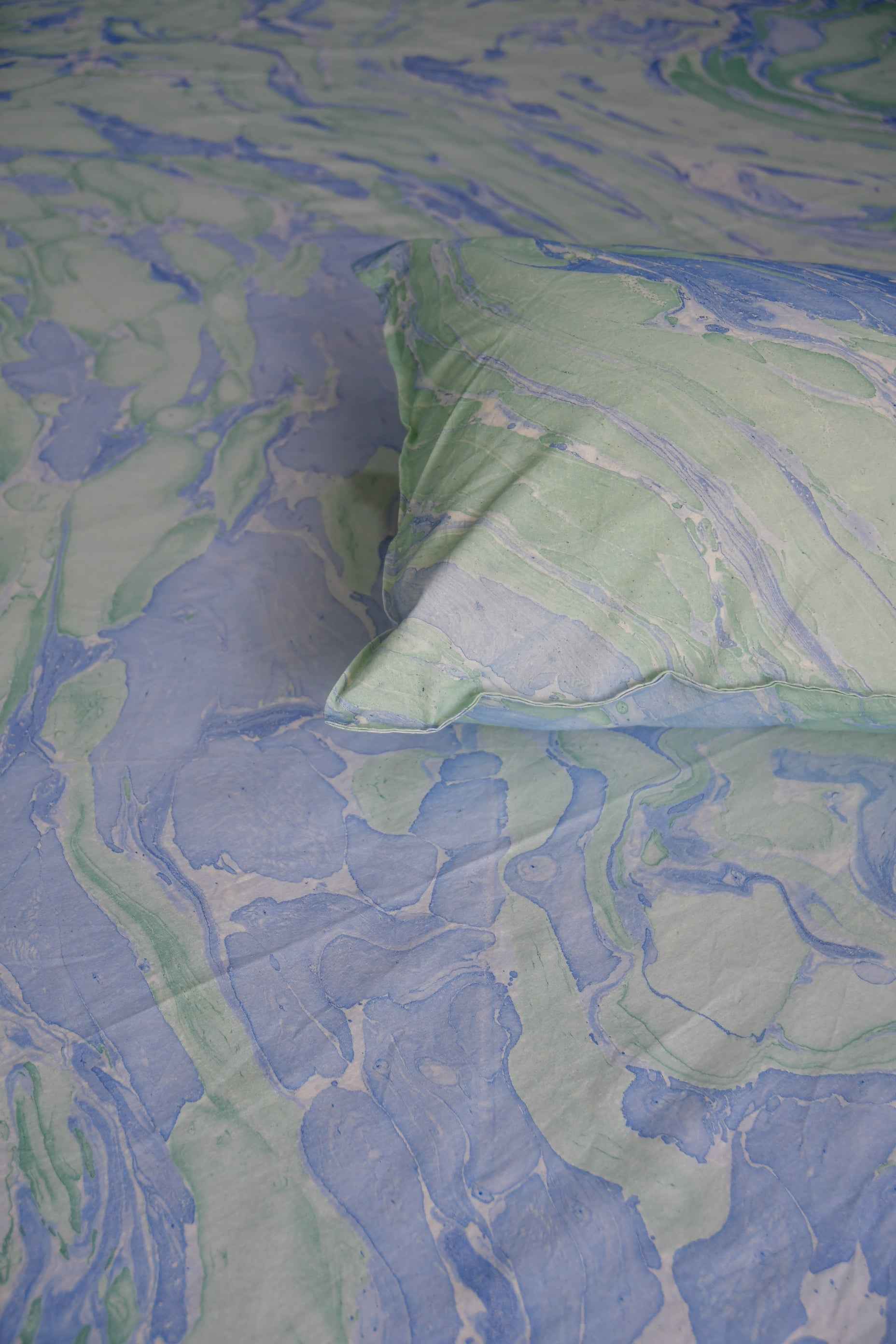 Ocean Marble Bedsheet: Hand Block Print, Jaipur, Premium Cotton