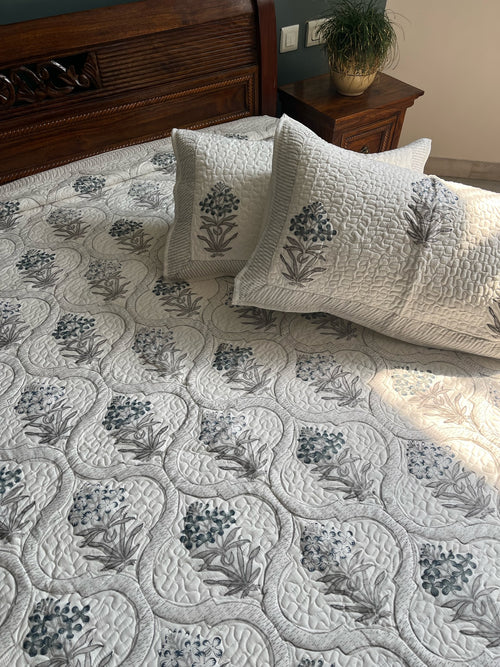 Blue Quilted Bedcover
