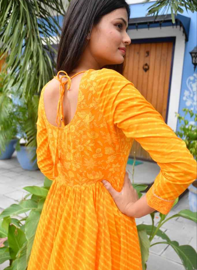 Yellow Lehariya Anarkali Kurta : Timeless Tradition