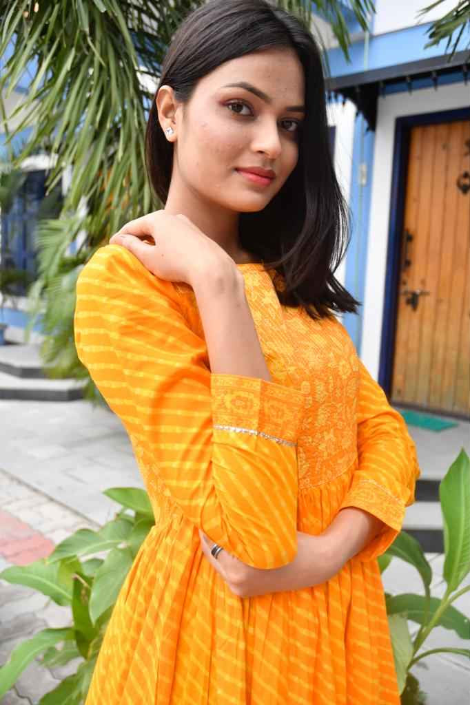Yellow Lehariya Anarkali Kurta : Timeless Tradition