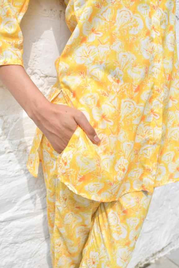 Yellow n White Floral Co-ord set : Playful and Breezy