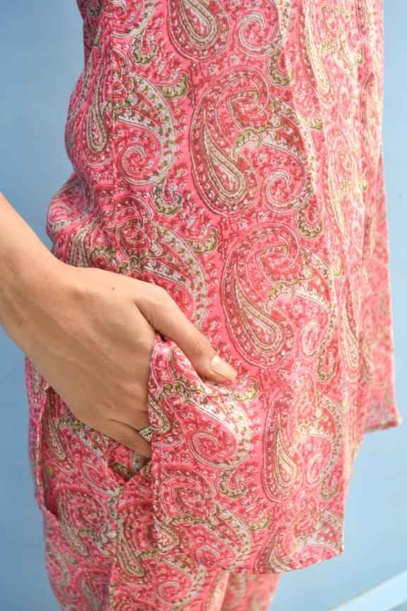 Pink Paisley Co-Ord Set, Premium Comfort : Jaipuri