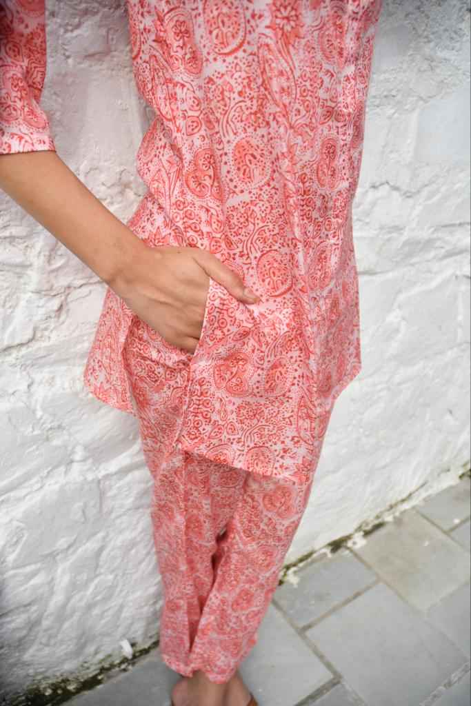 Pretty Peach Floral Co-ord Set : Blossom into Beauty