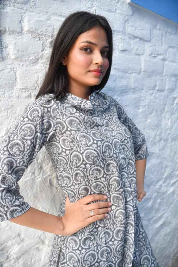 Grey Floral Co-ord Set Jaipuri Handblock