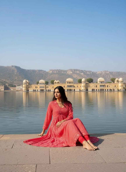 Anarkali kurta orange
