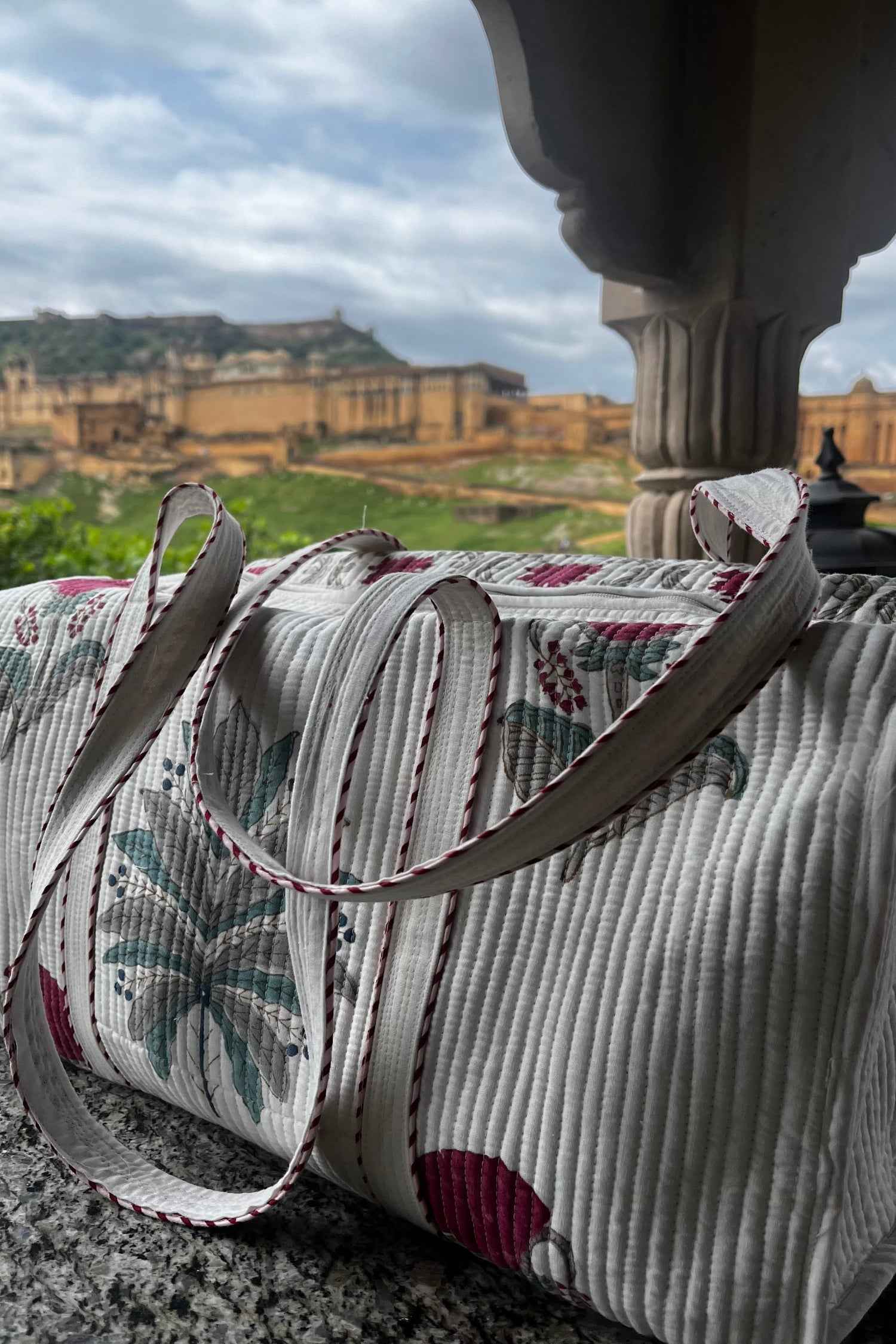 Pink floral  duffle bag ( Tote bag) : Spacious and Stylish