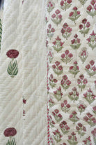 Serene Pink and Green Handblock Cotton Quilt