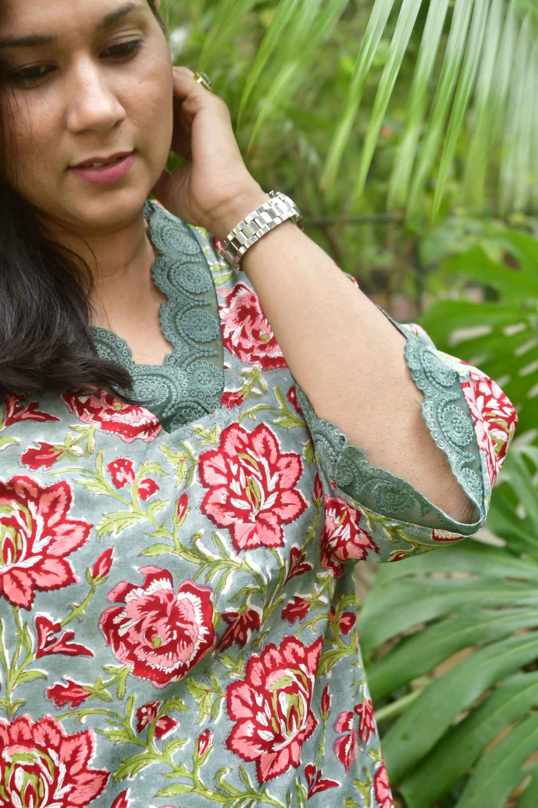Green and Pink Phulwari Bagiya Kurta Set