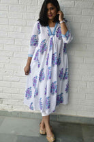 Purple Buta Mughal Kurta Dress : Cotton Delight