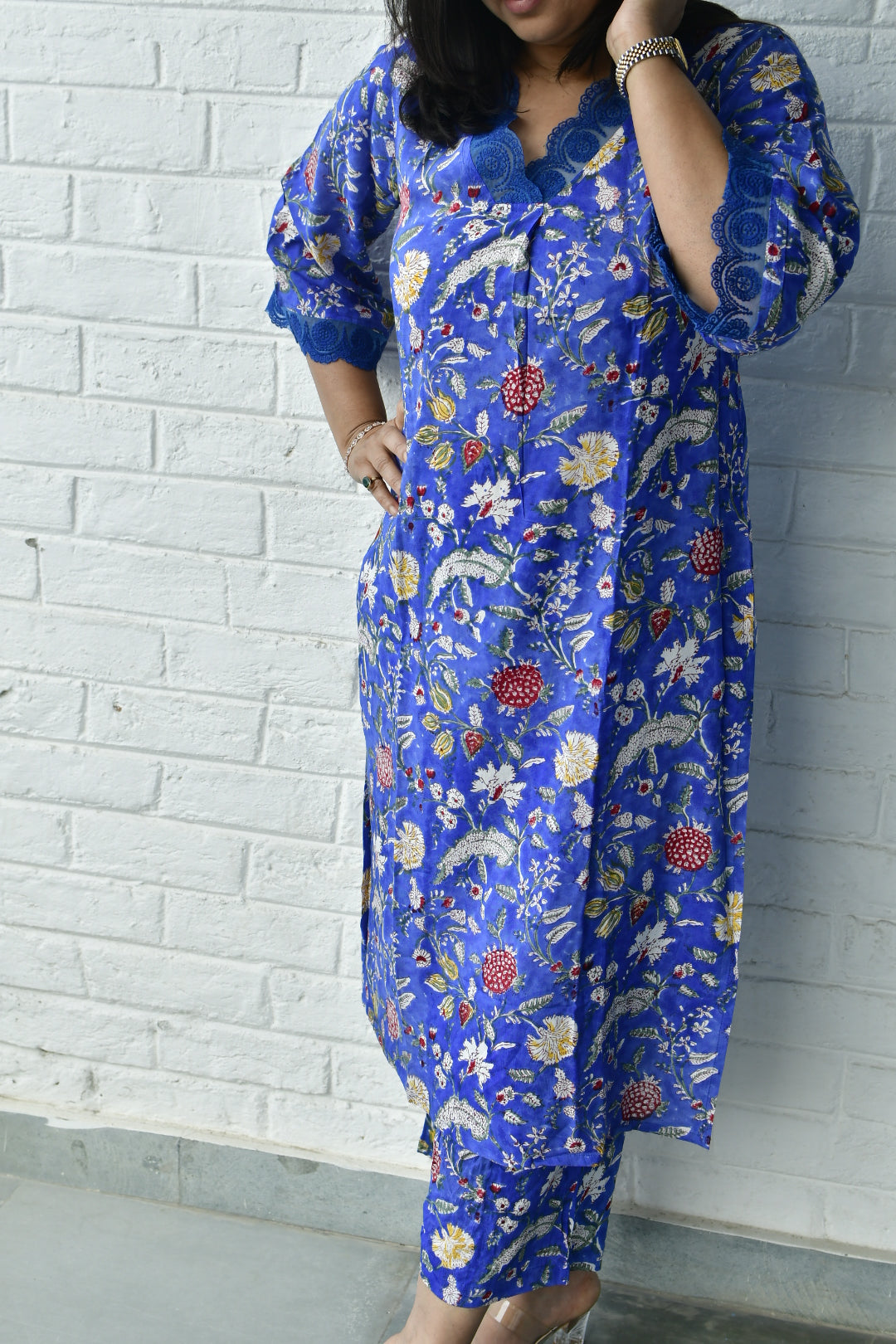 Blue bagiya floral set