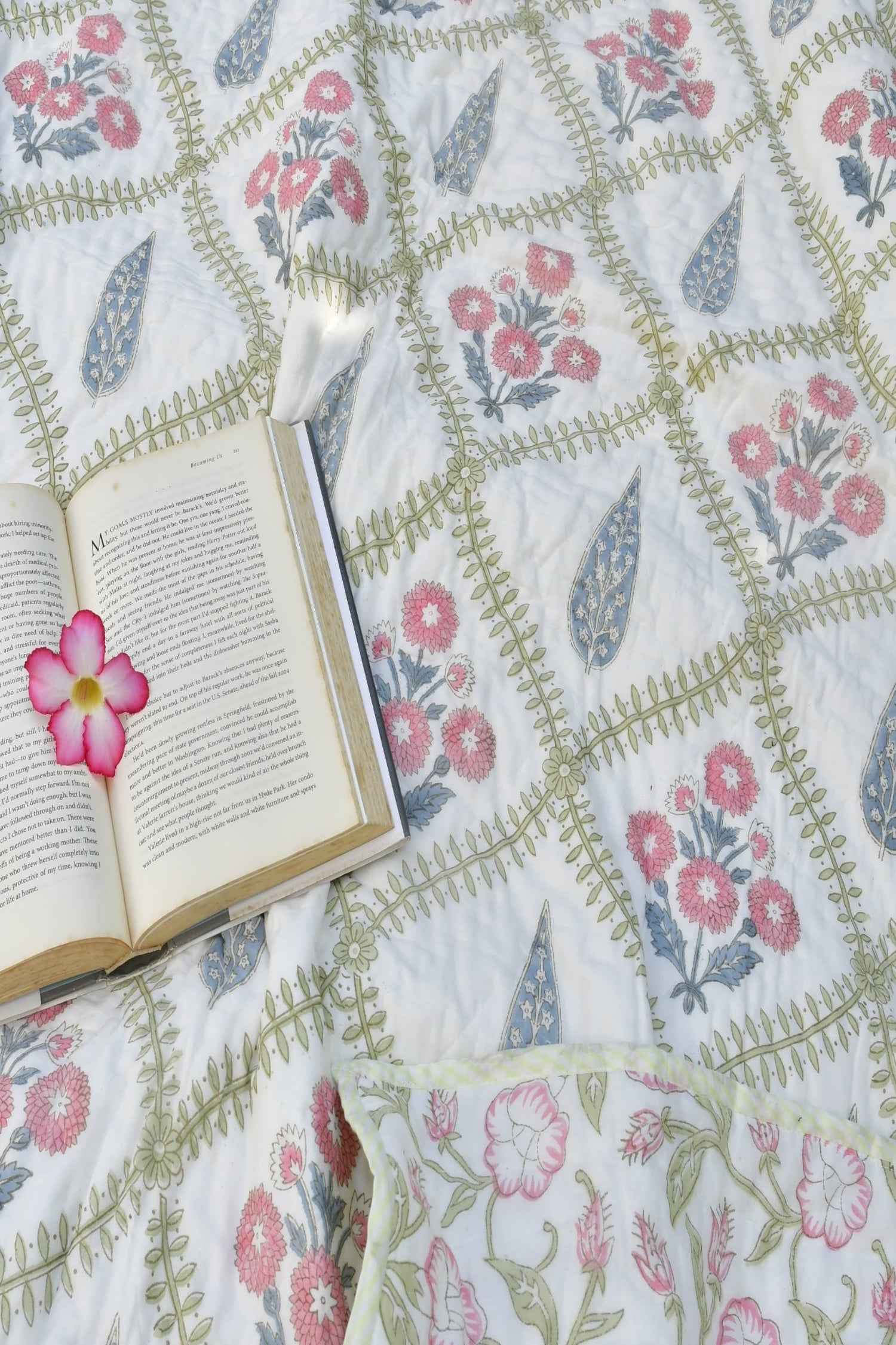 Pink City Floral Jaal Premium MulMul Cotton Quilt