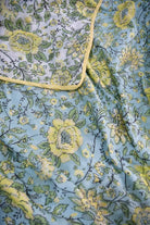 Blue n yellow floral Mul Mul Reversible Dohar