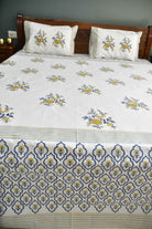 Royal Blue yellow Buta Bedsheet : Regal elegance