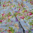 Sky Blue Floral Handblock Reversible Quilt