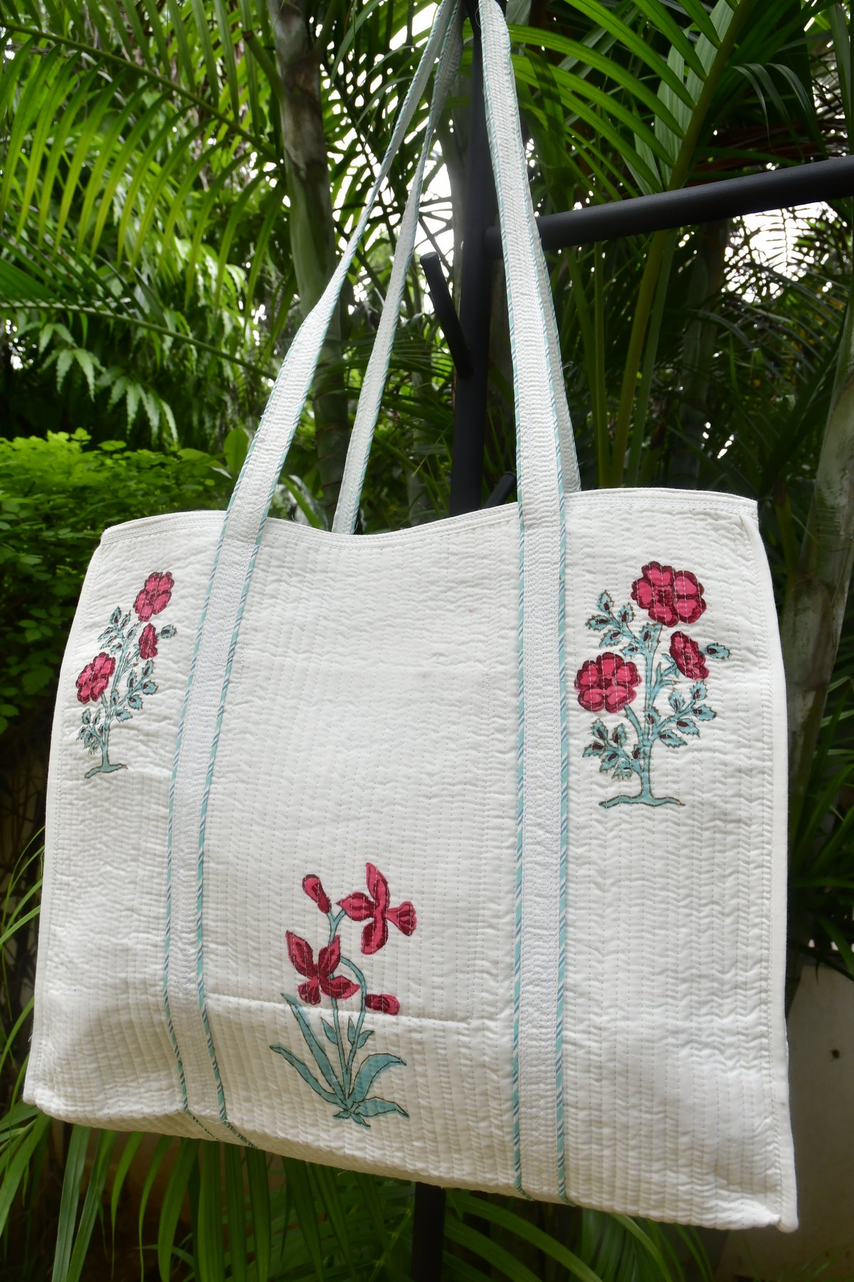 Red Buta Handblock Tote Bag : Space full elegance