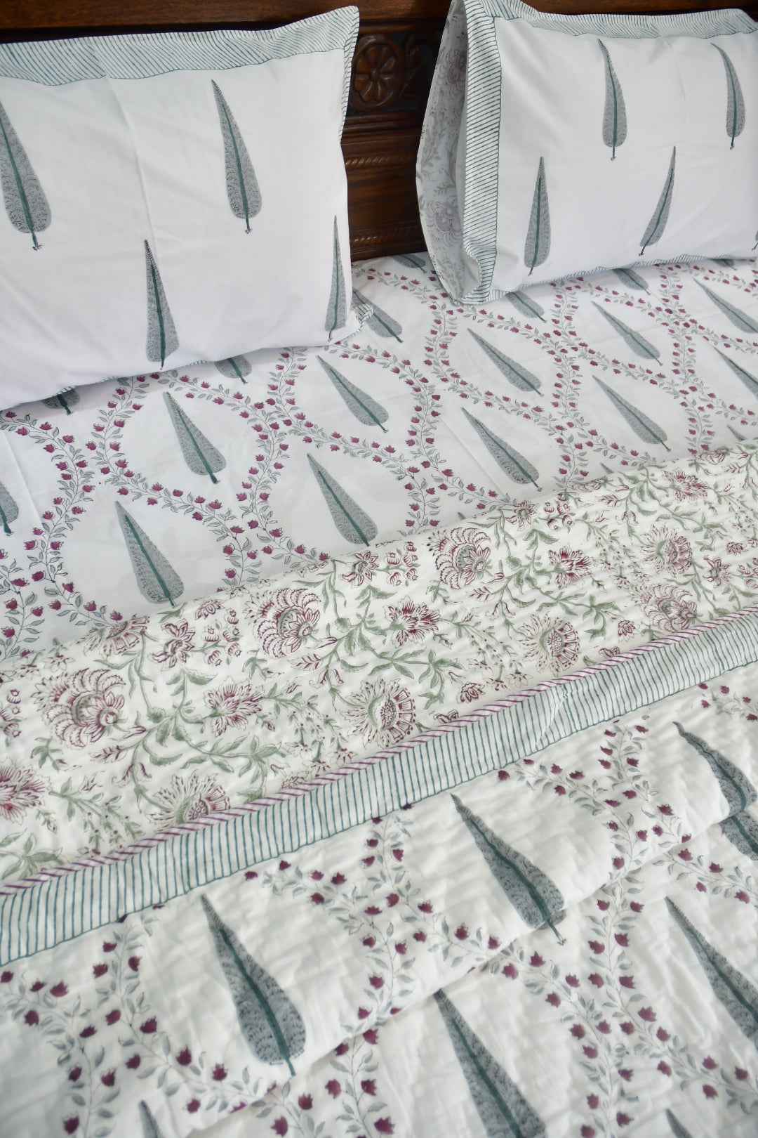 Cypress Jaal Handblock Cotton Bedding Set
