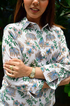 Pretty White Floral Cotton Shirt