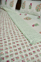 Peach and Pink Flower Quilt Bedding set