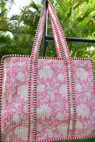 Sweet Pink Zipper Tote Bag: Hand-Blocked Beauty