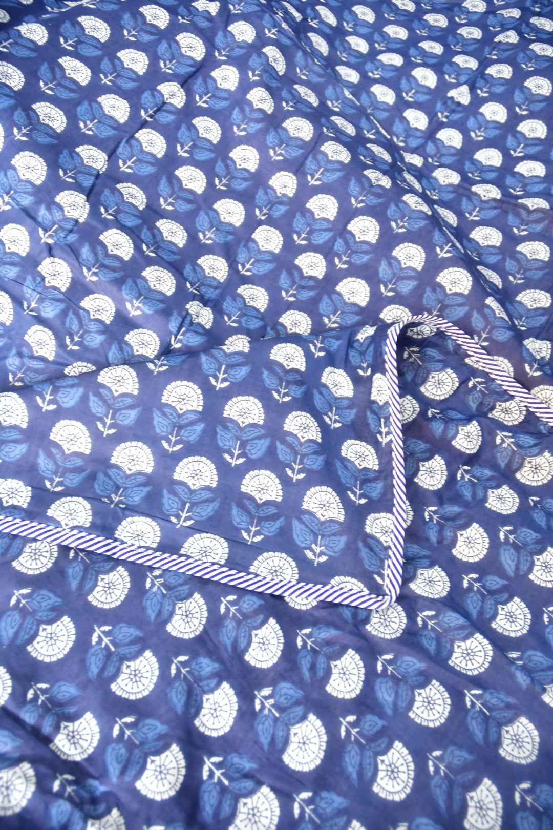 Blue Dabu Print Floral Reversible Cotton Dohar