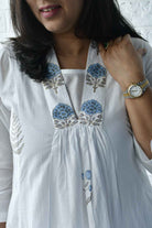 Blue and White Handblock Kurta Dress