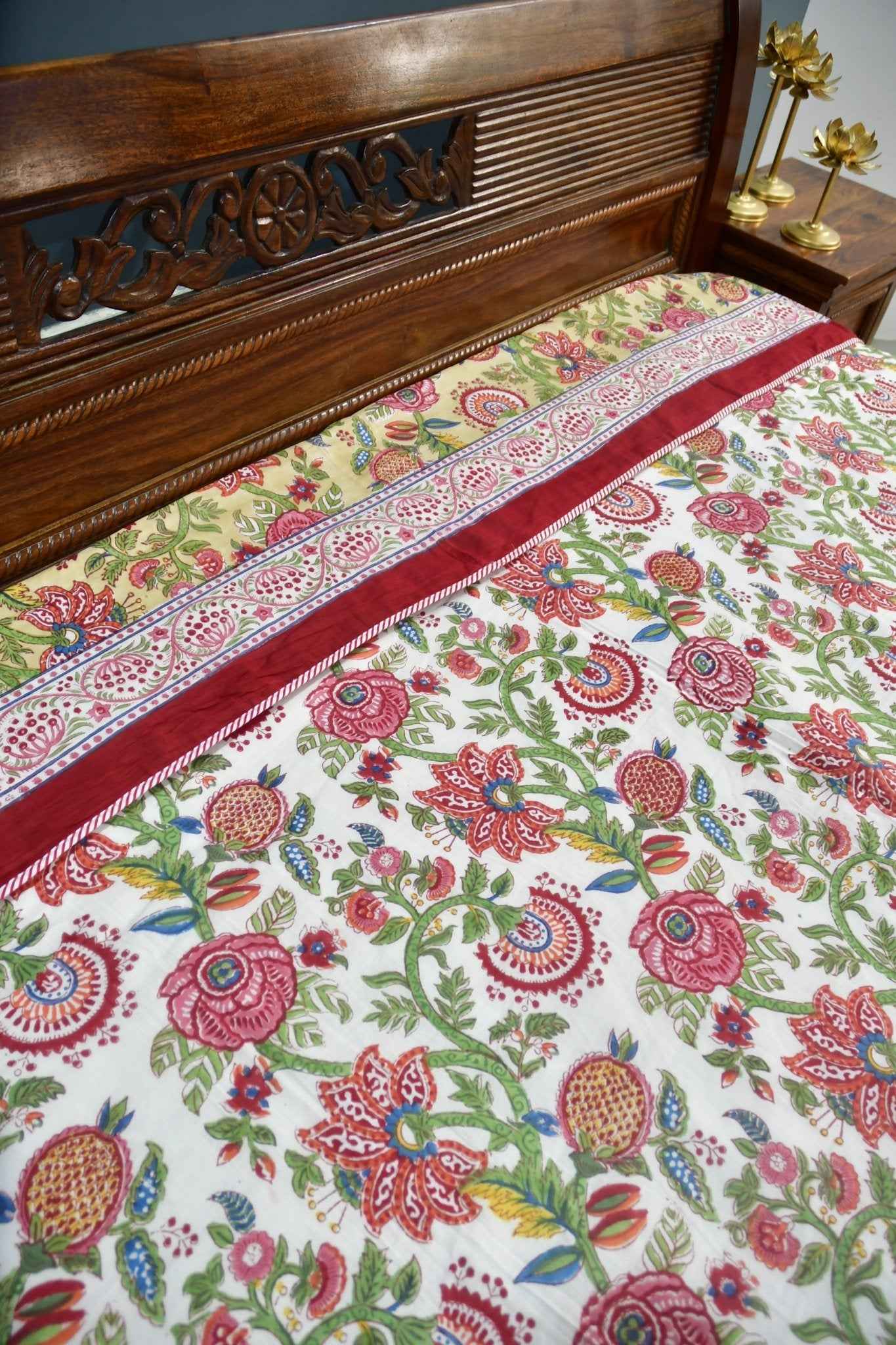 Premium Royal Floral Jaal Handblock Dohar