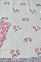 Pink Lotus Handblock Reversible Quilt : Warmth & Style