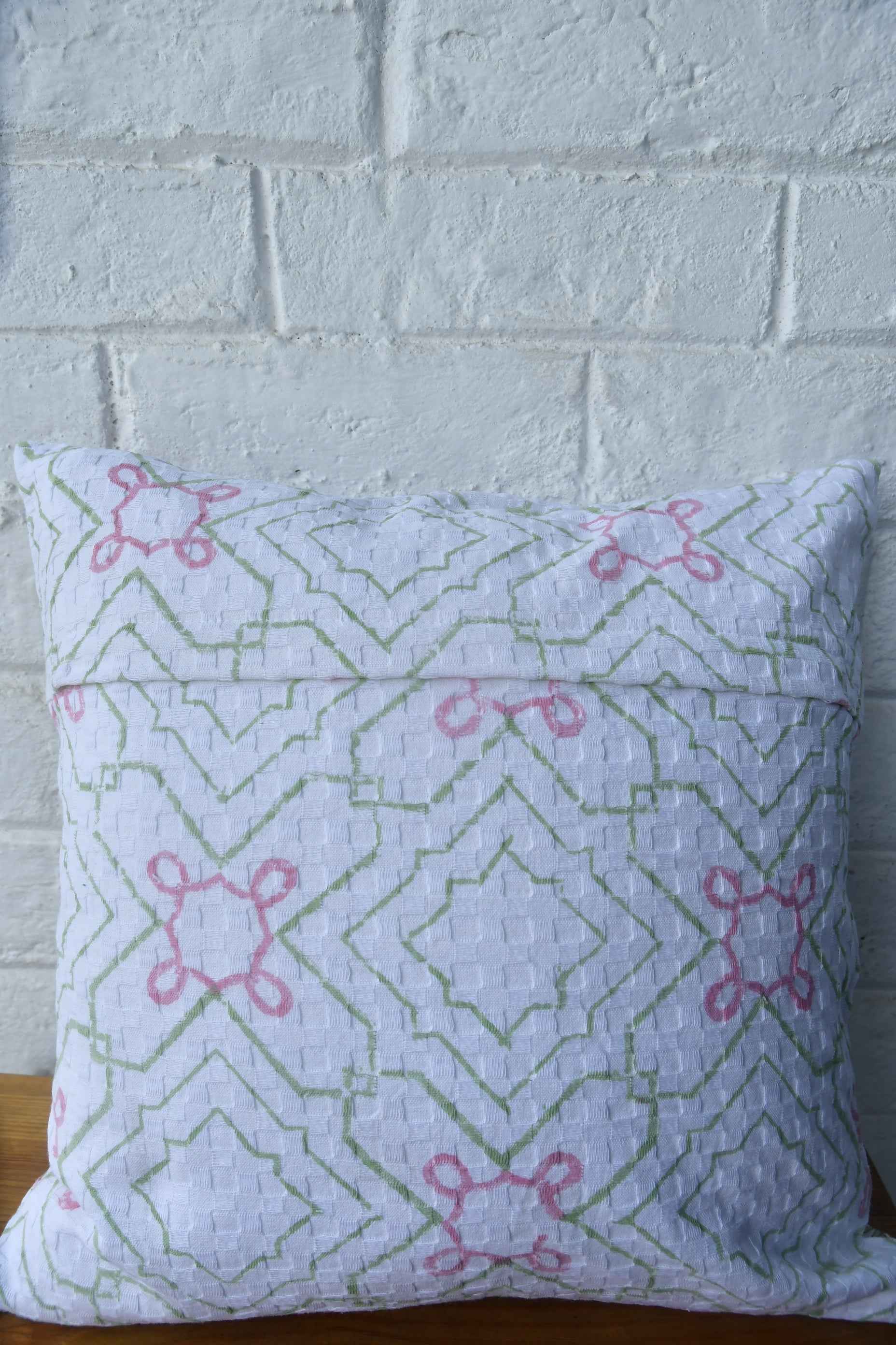 Coral Pink Waffle Cushion Cover: Hand Block Comfort