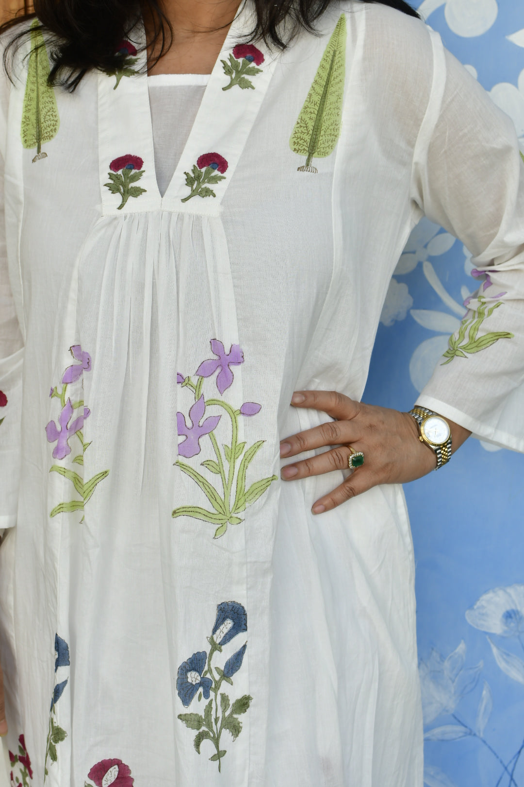 Close up handblock kurta 