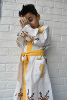 Kids HandBlock Premium Waffle Cotton Bathrobe Deer pattern